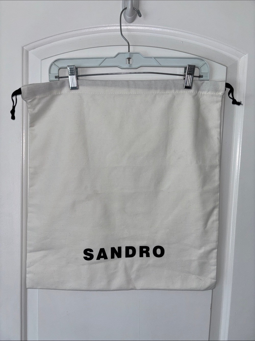 Sandro Paris White Drawstring Dust Bag shoes purse handbag storage
